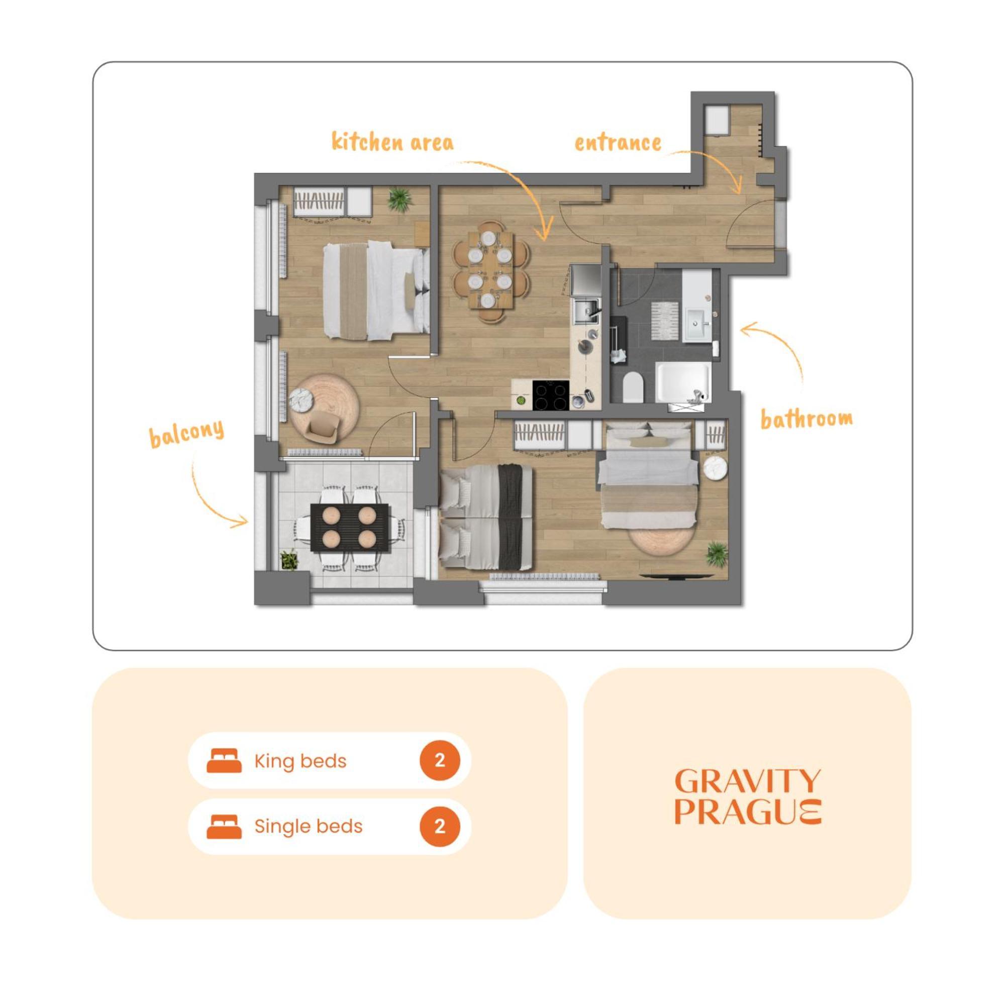 Апартаменты Bright 2Br - 7Th Floor, Balcony, Free Parking By Gravity Прага Экстерьер фото